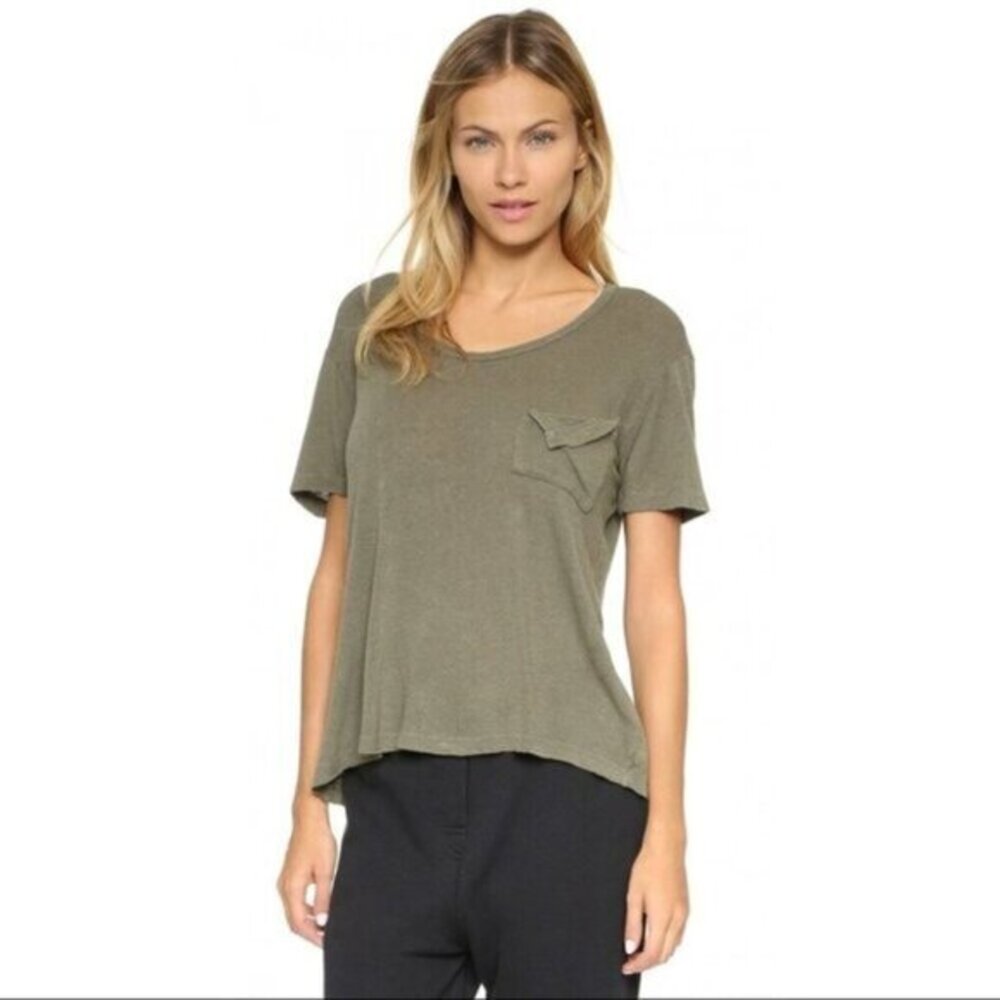 Revolve LNA Short Sleeve Torn Pocket Tee Oversized T-Shirt Scoop Neck Size XS